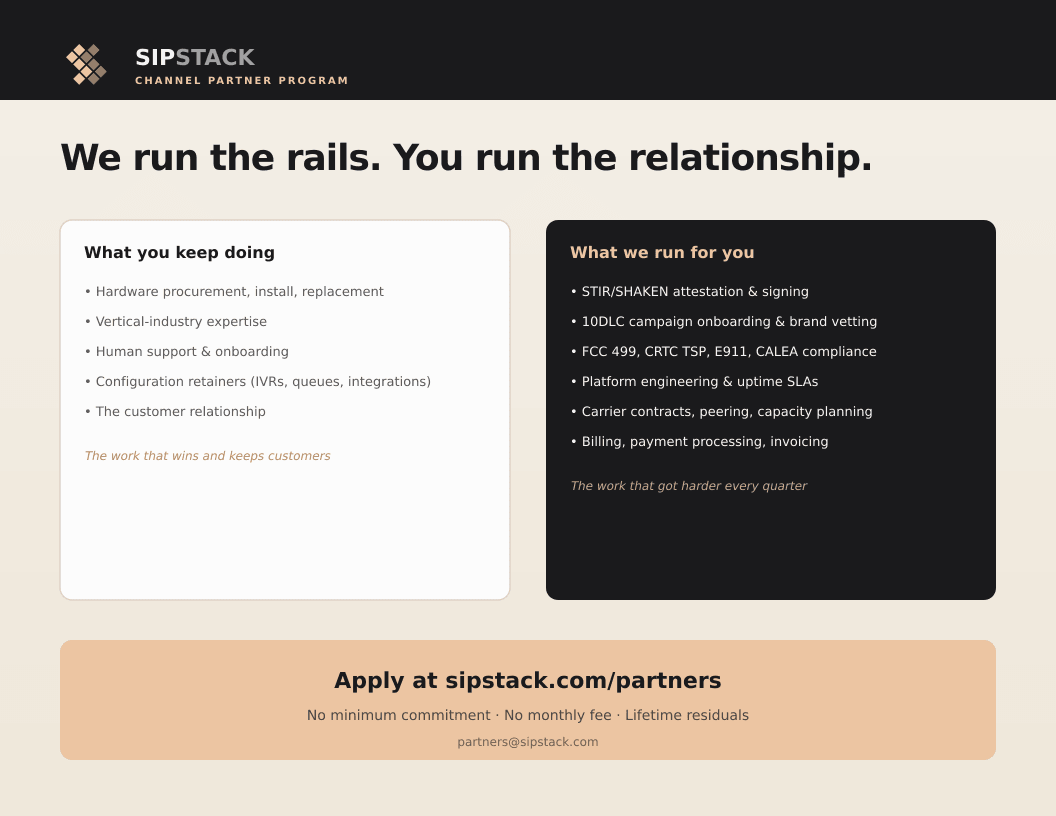 SIPSTACK Channel Partner Program one-pager back