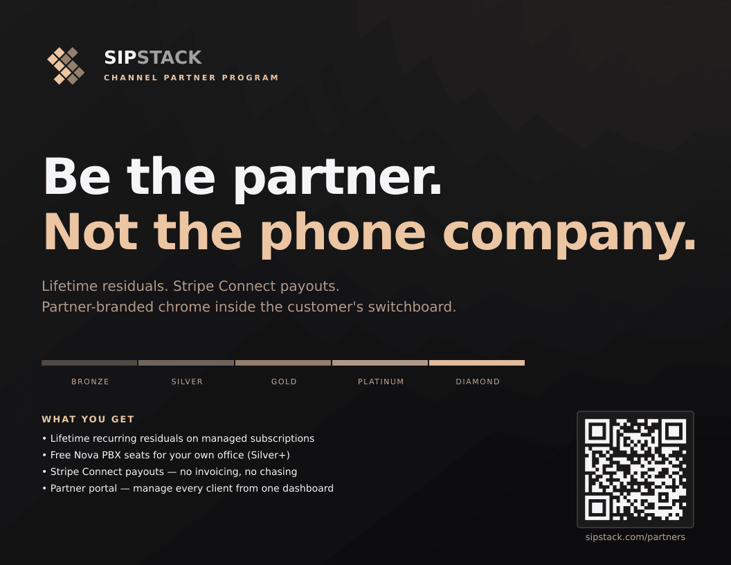 SIPSTACK Channel Partner Program one-pager front