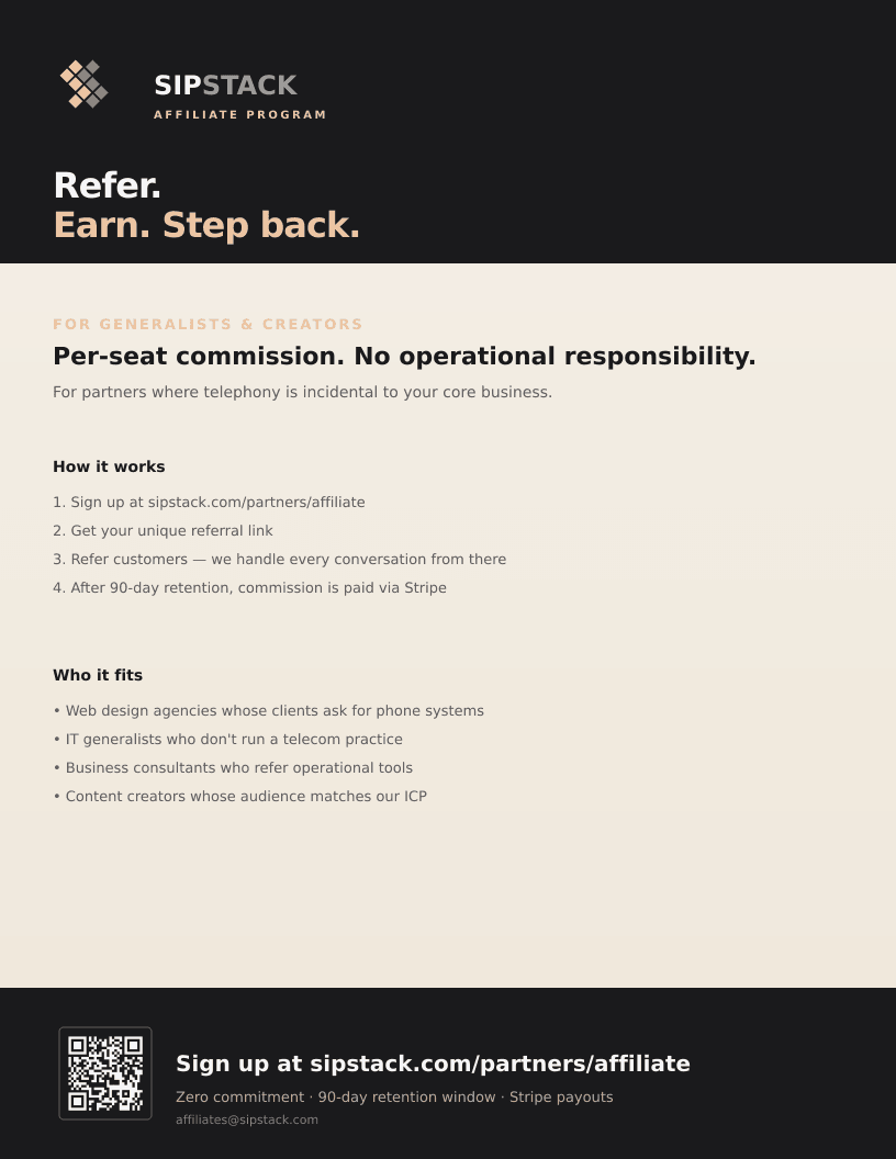 SIPSTACK Affiliate Program sales sheet
