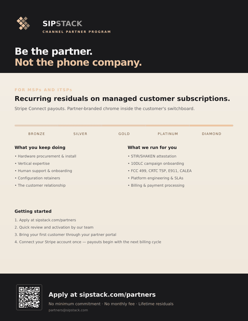 SIPSTACK Channel Partner Program sales sheet