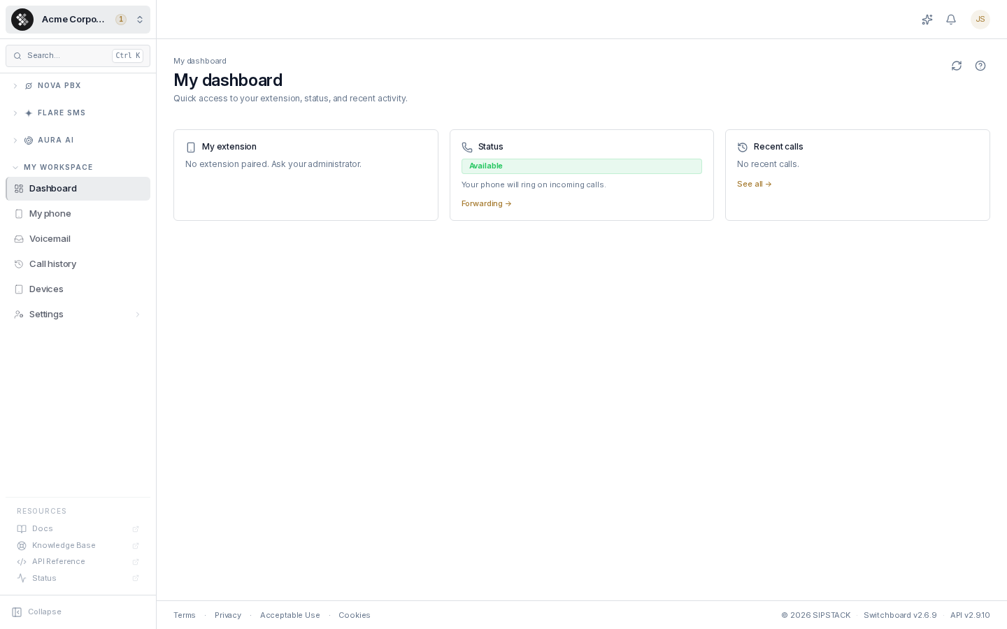 My Workspace — the personal dashboard