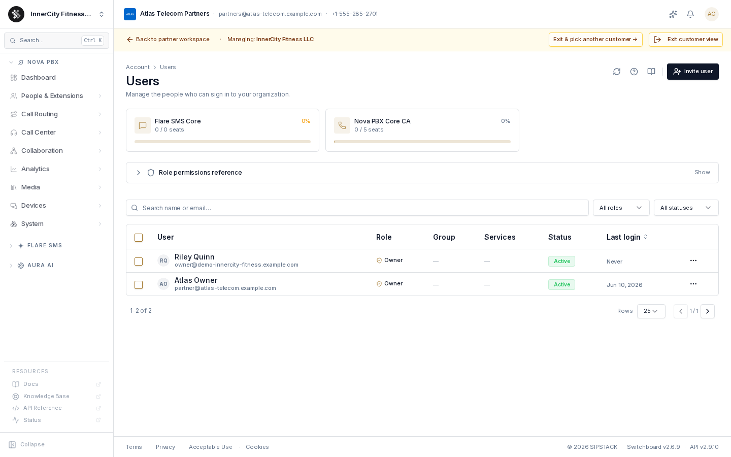 Mode B — scoped into a managed customer.