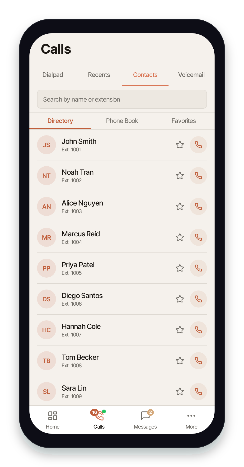 Pulse Contacts directory