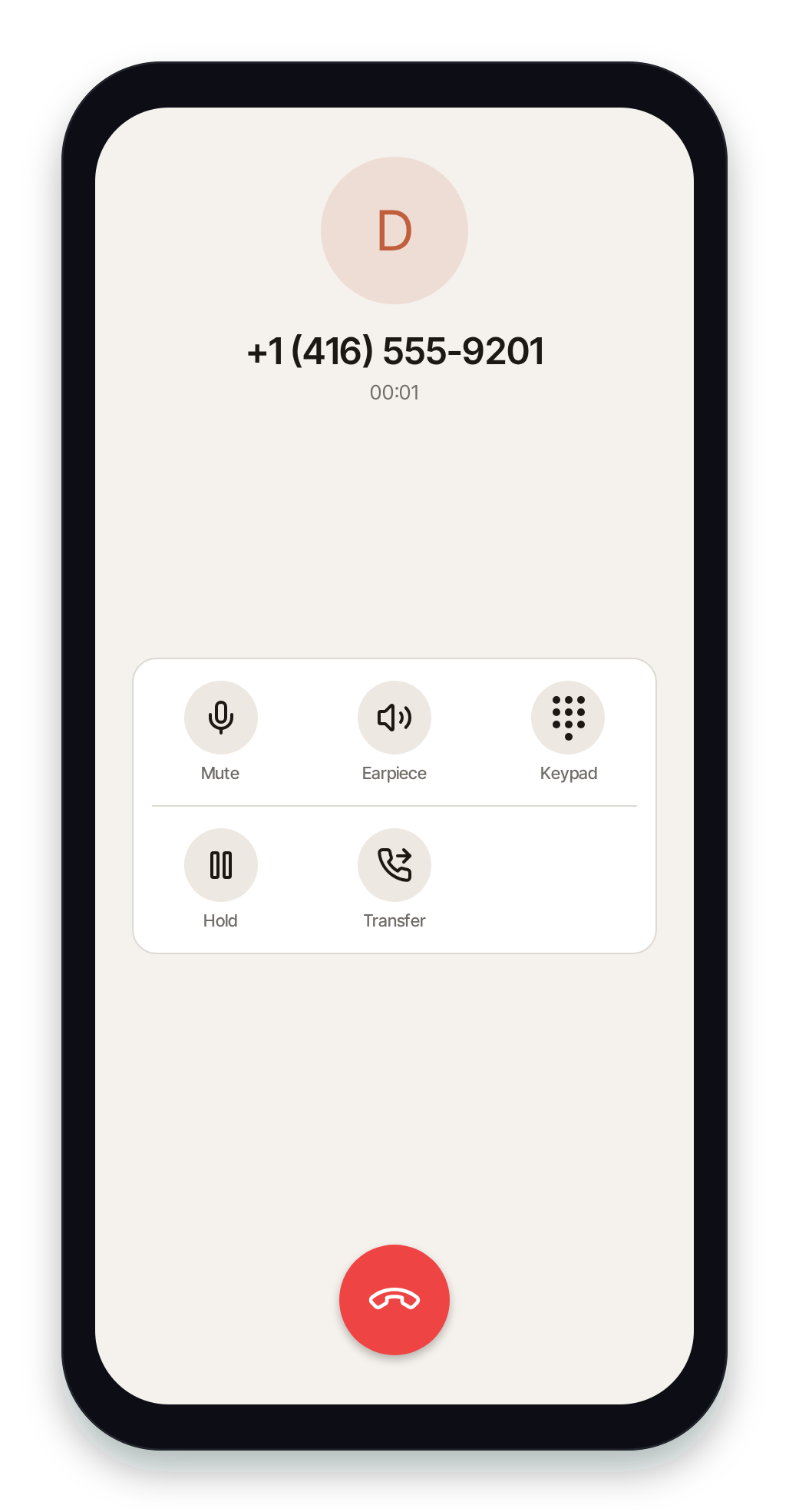 Pulse in-call screen with controls