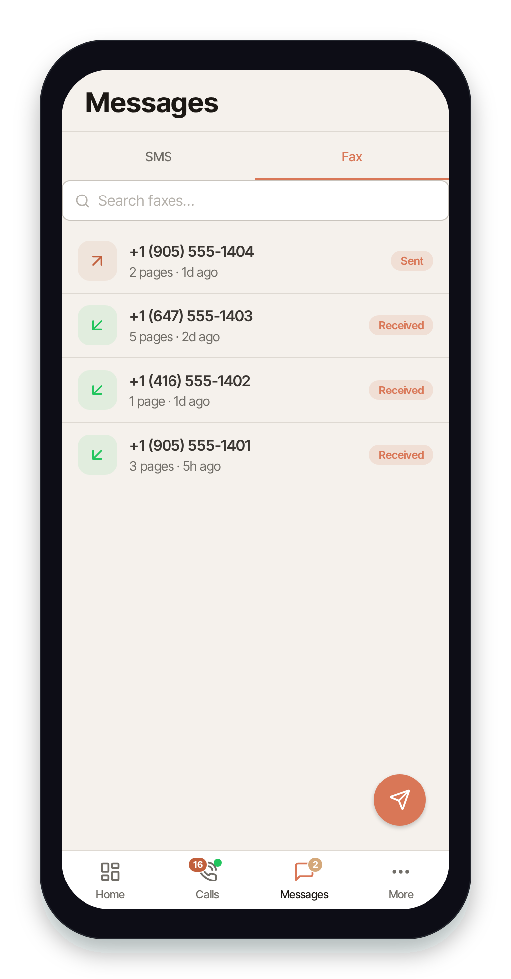 Fax inbox in Pulse