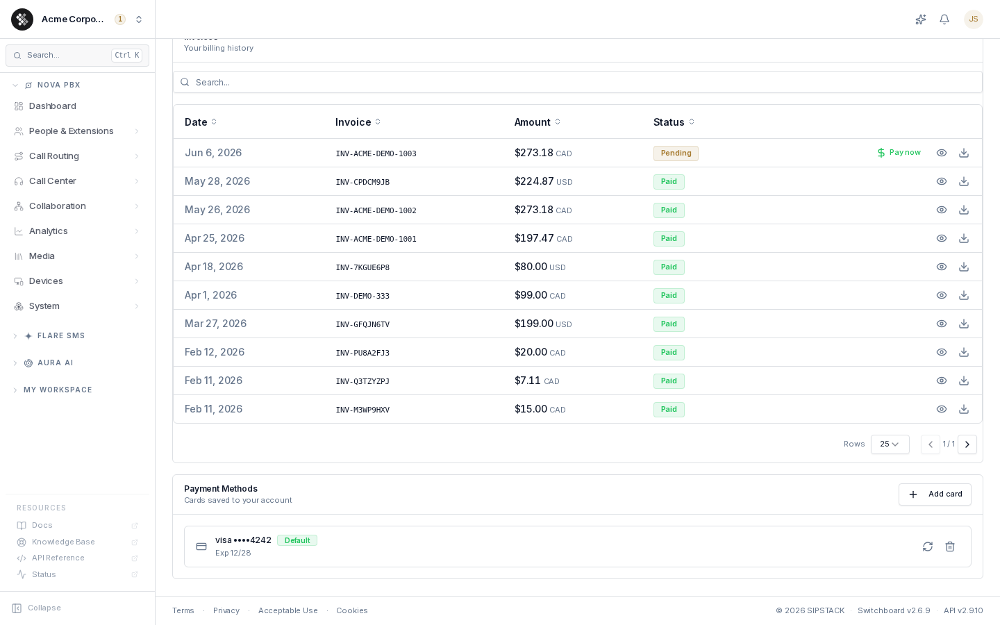 Payment methods on file