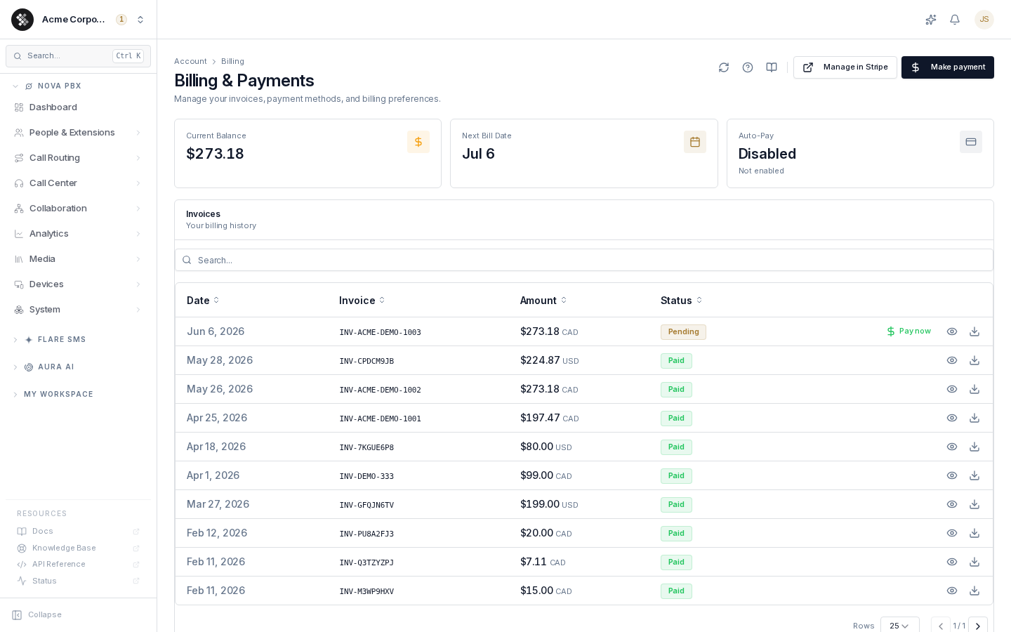 The Billing & Payments page
