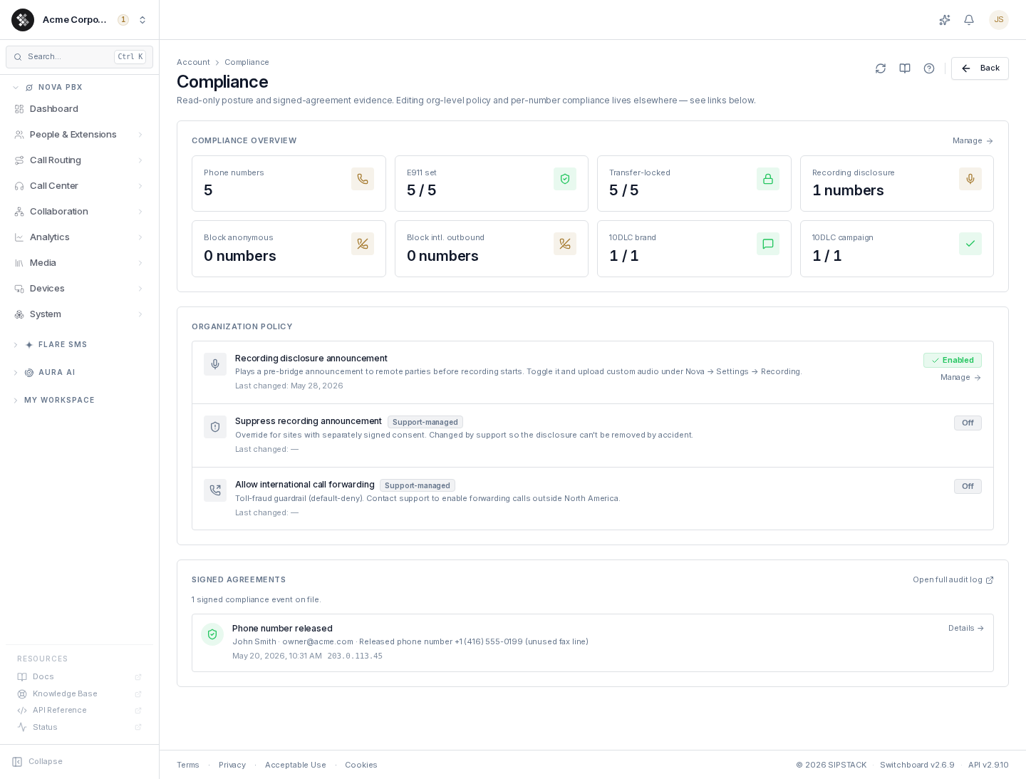 Compliance page