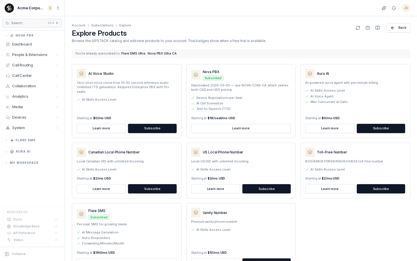 The Explore Products catalog
