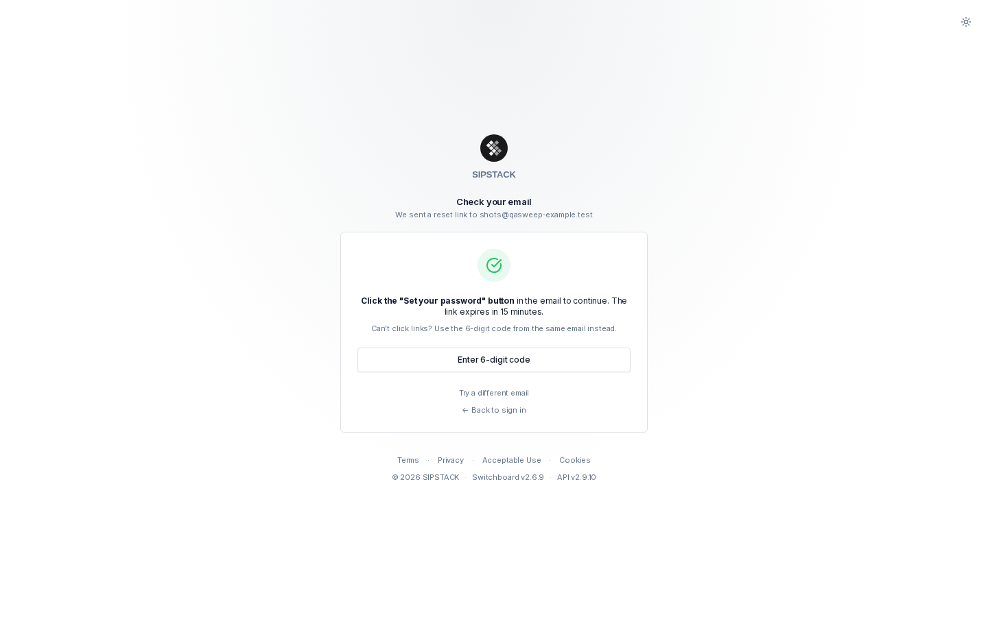 Check your email confirmation