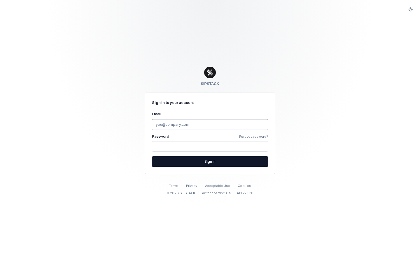 Switchboard sign-in page