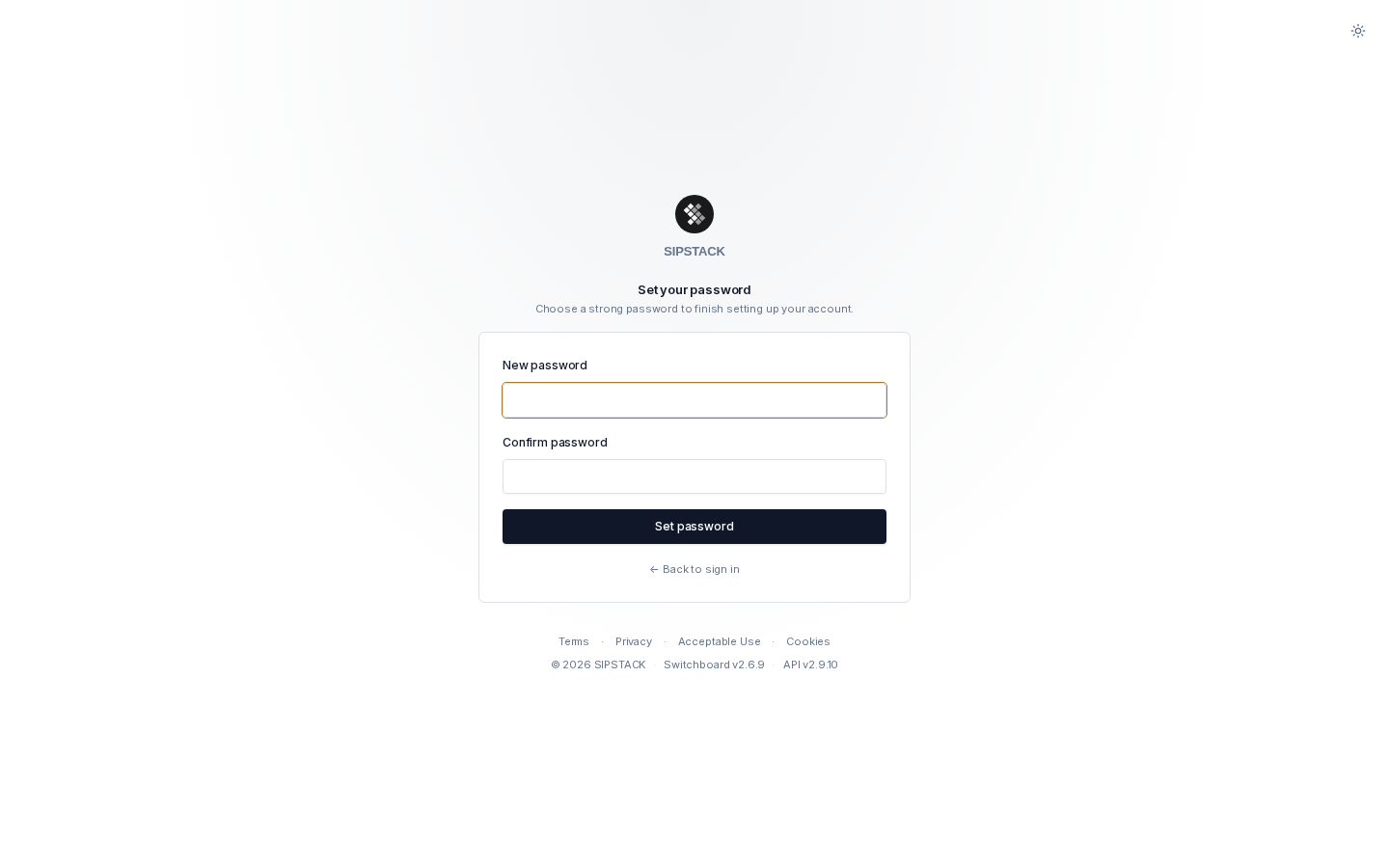 Reset password form