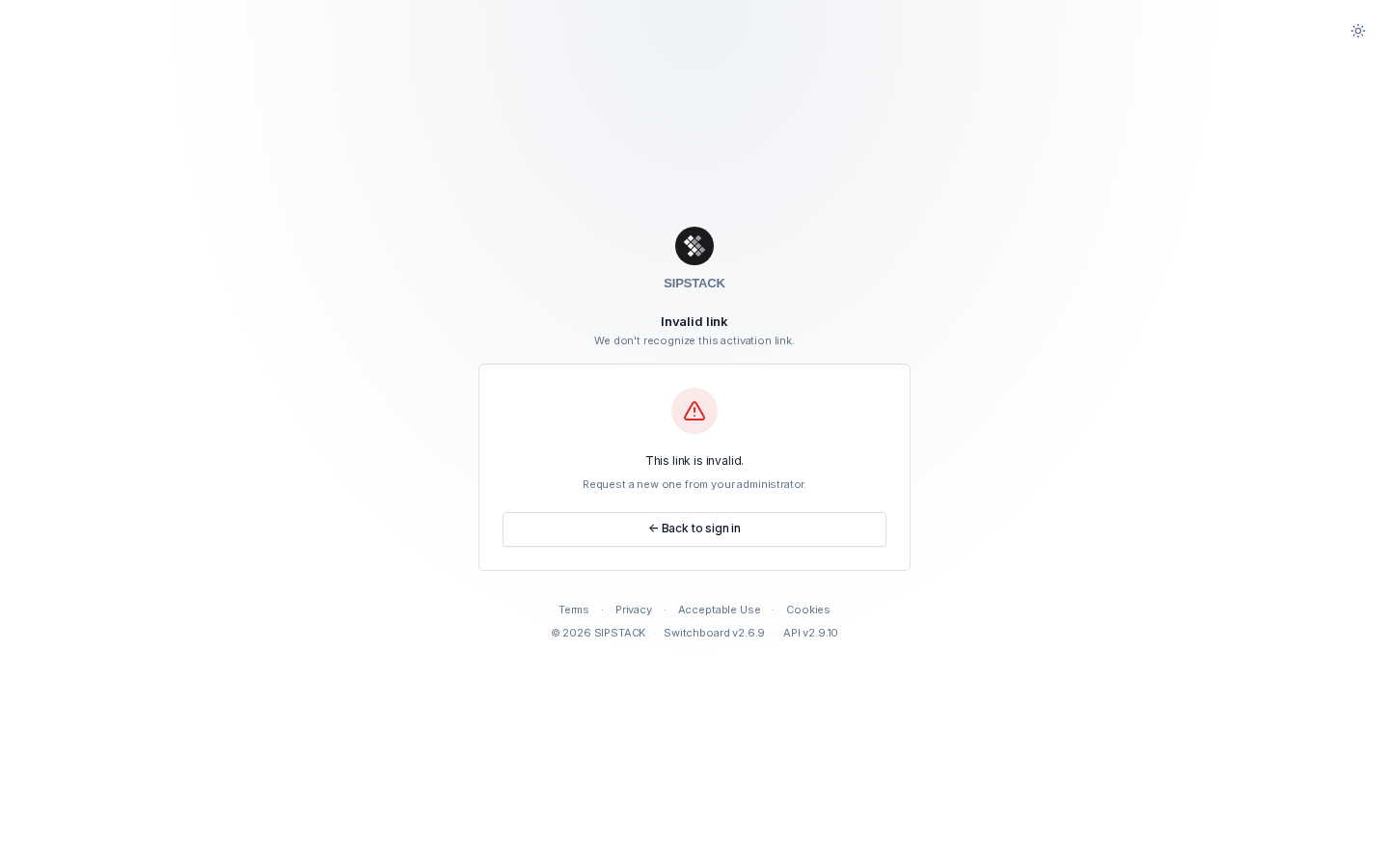 Invalid activation link