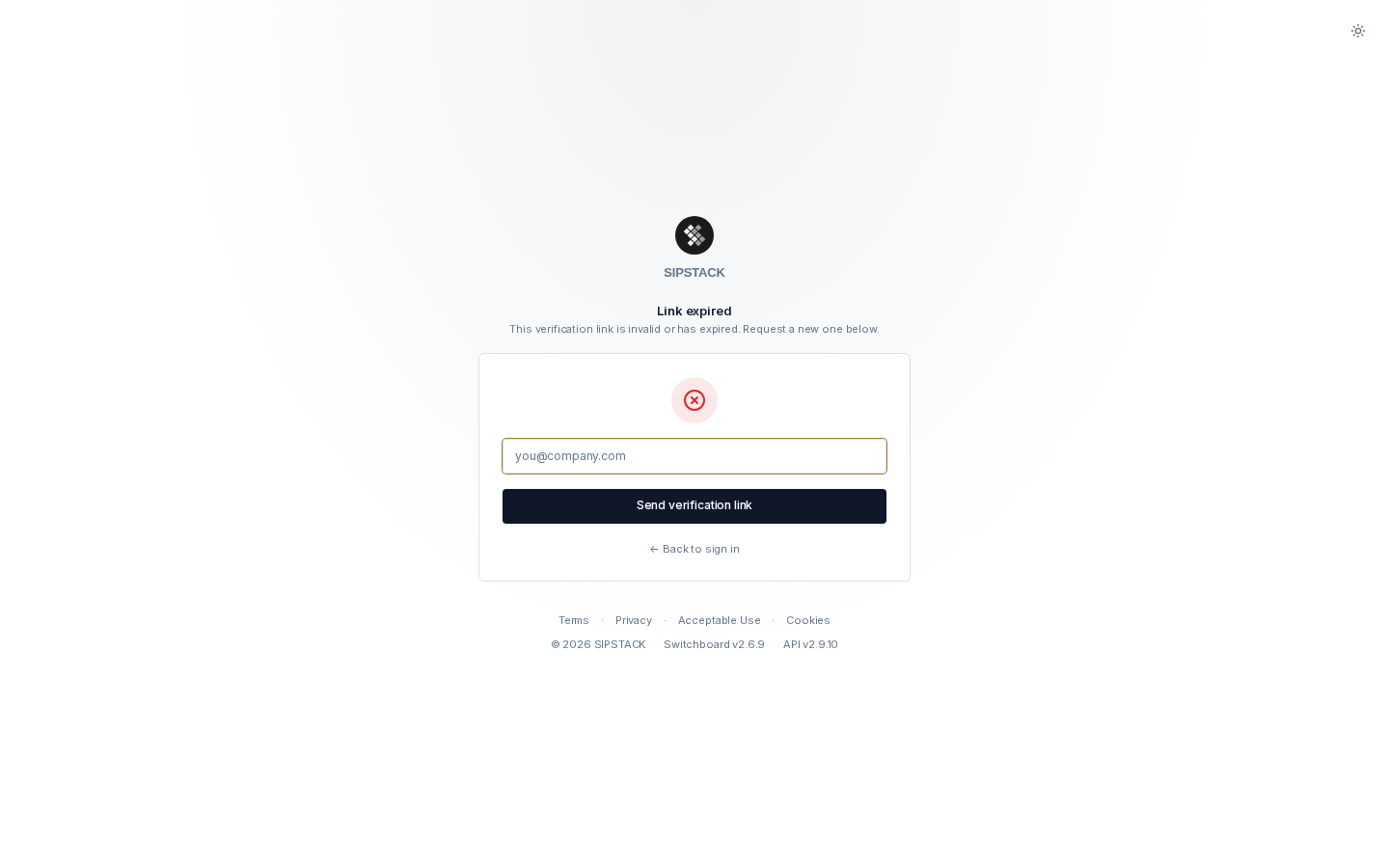 Link expired — request a new verification link