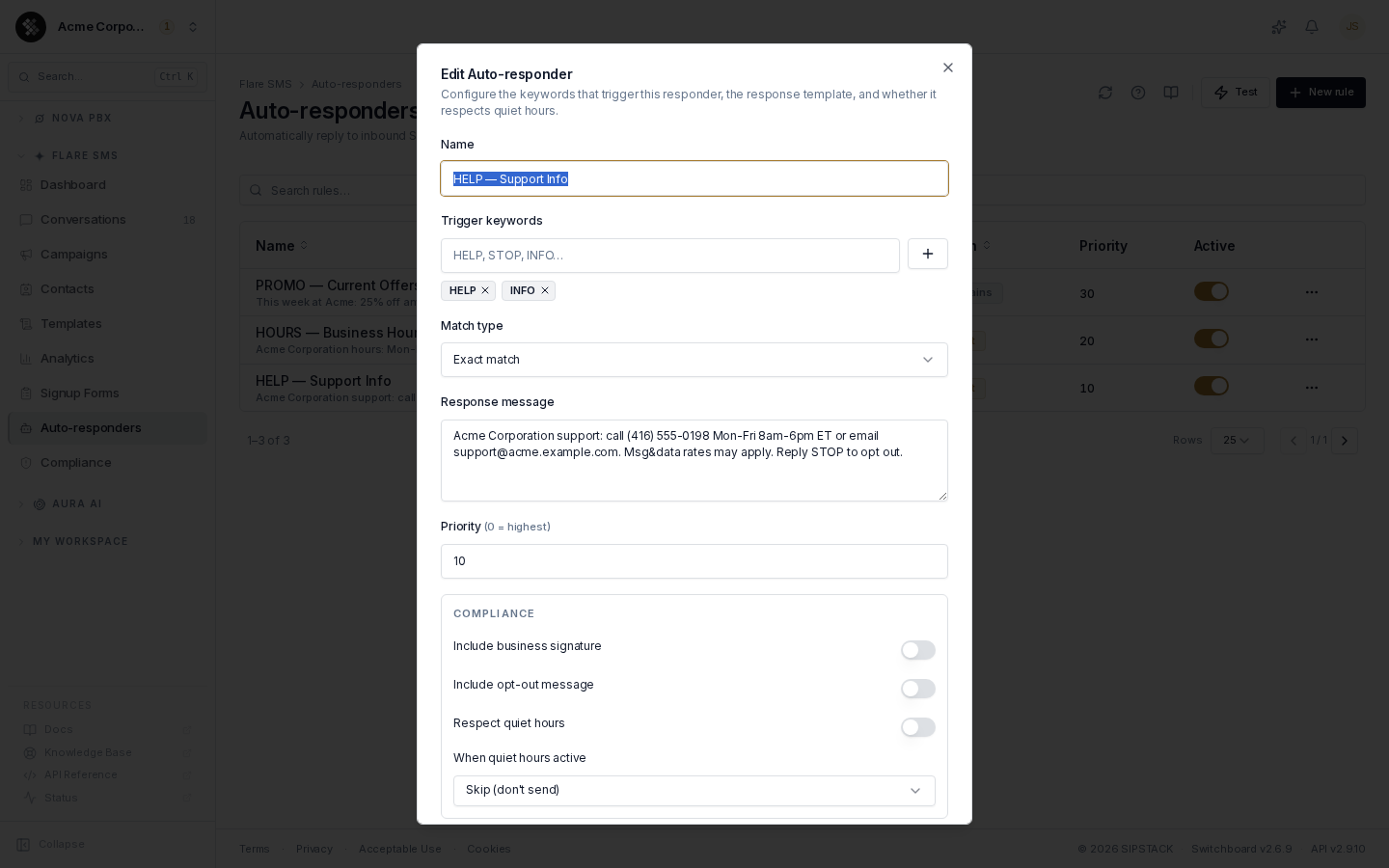 Auto-responder editor
