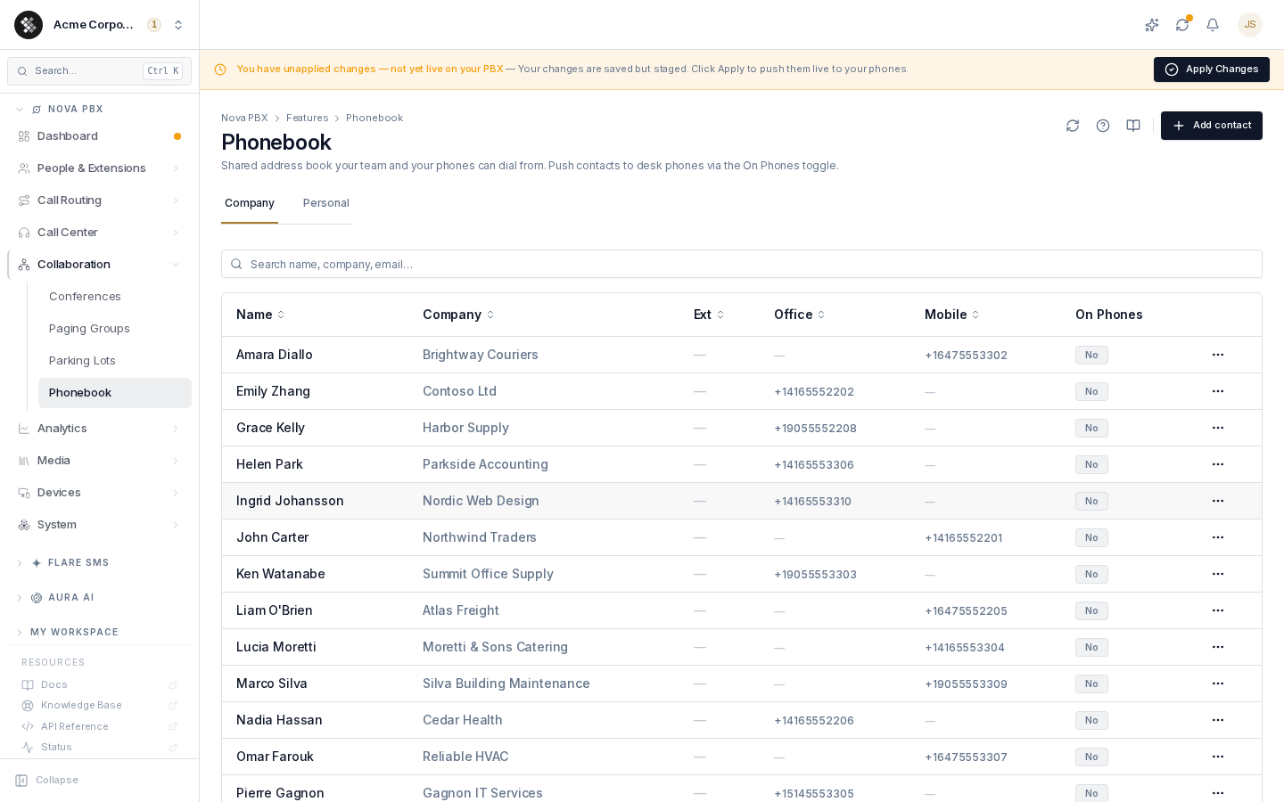 The Phonebook page